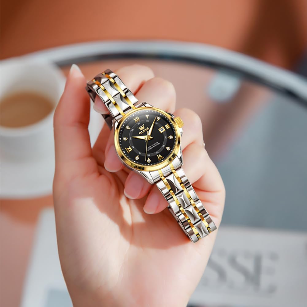 OLEVS Watch Women,Watches for Women,Luxury Casual Stainless Steel Women's Wrist Watches Classic Small Face Dress Analog Womens Watches with Date Easy to Read Waterproof Luminous Quartz Ladies Watches