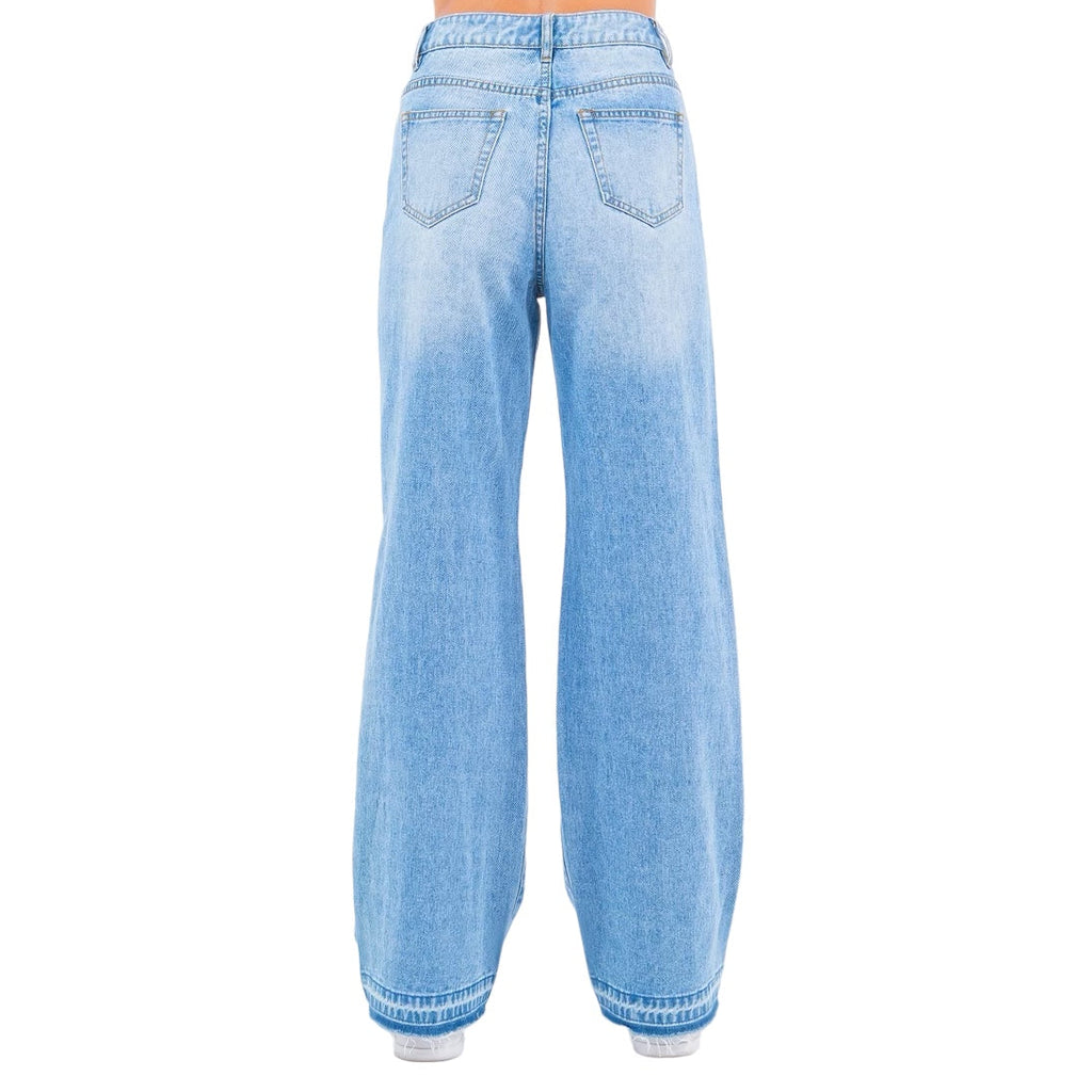 Wide Leg Released Hem Jeans
