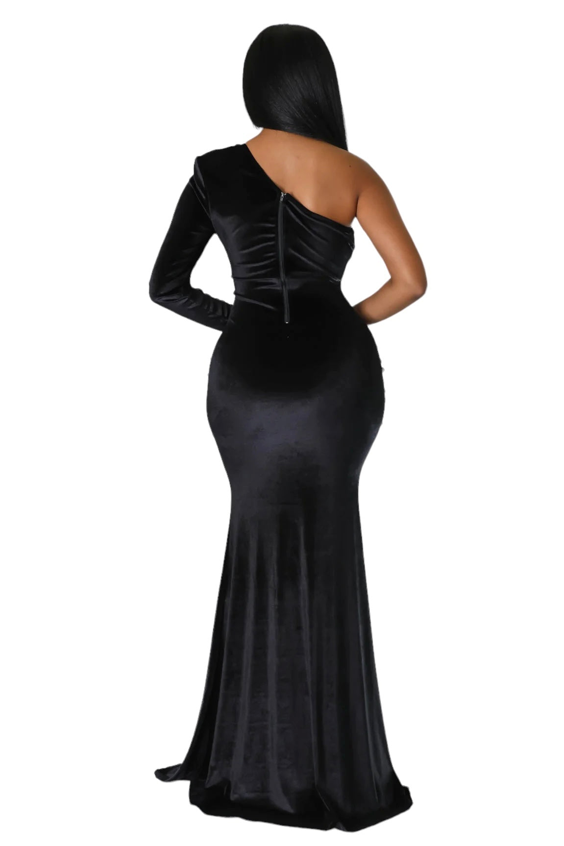 One Shoulder Velvet Cocktail Dress