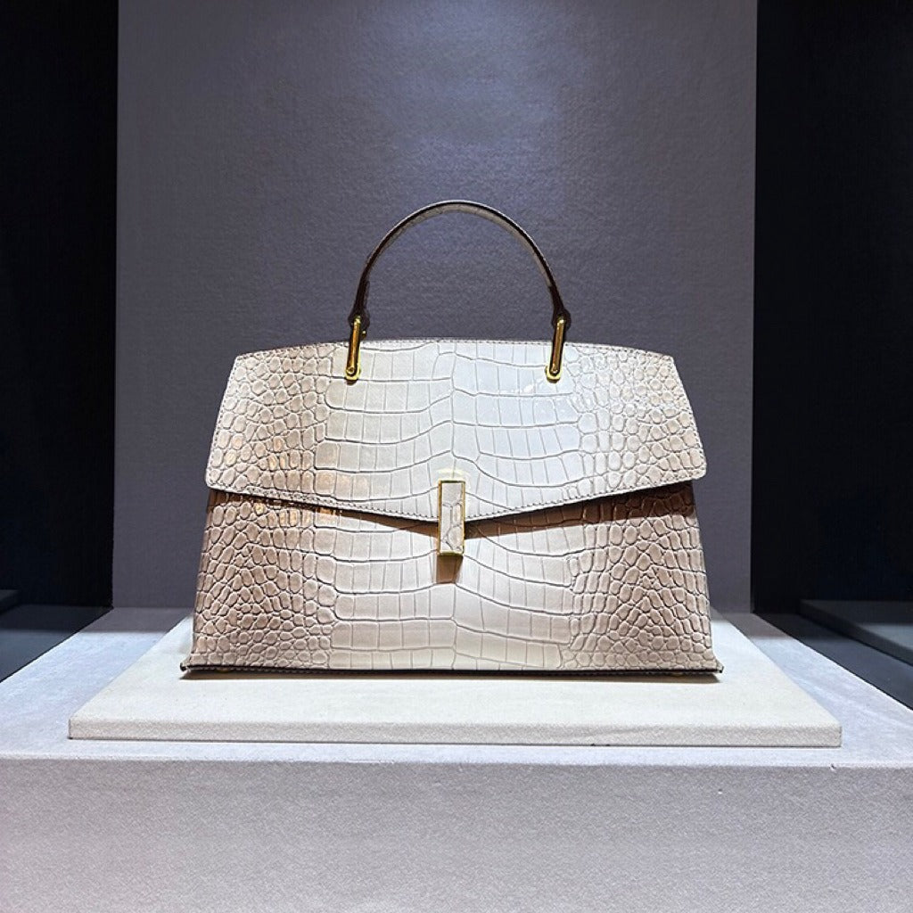 Crocodile Pattern Leather Crossbody Handbag