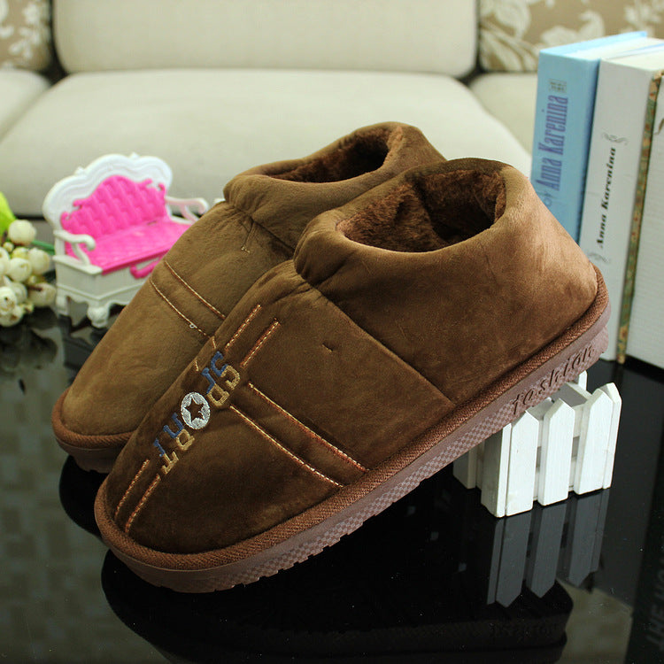 Winter Men's Extra Large Cotton Slippers for Home Use