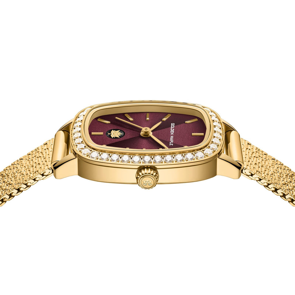 GOLDEN MAPLE Watches for Women, Dainty Gold Watch with Small Stainless Steel Case, Quartz Movement and Water Resistant, Adjustable Mesh Band