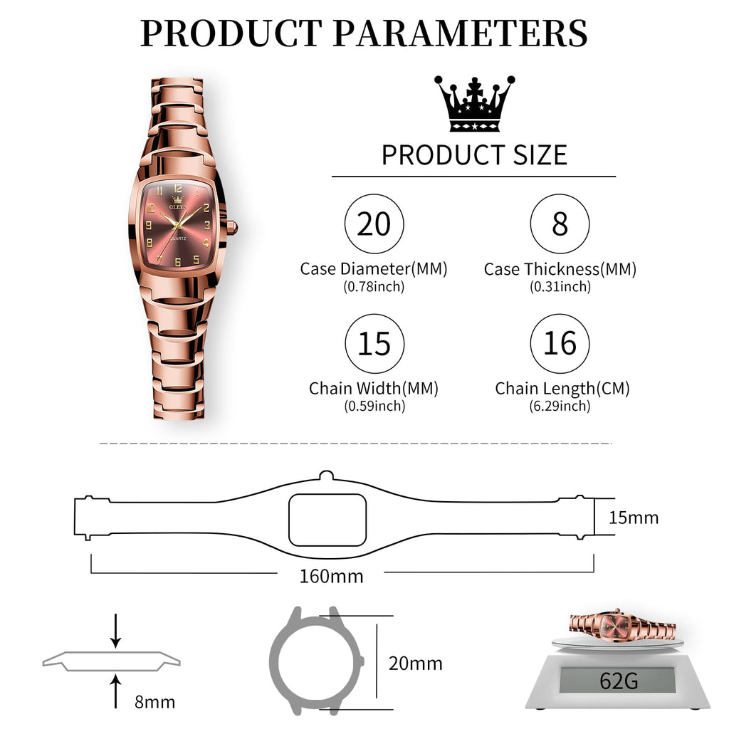 OLEVS Watch Women Luxury Dainty Vintage Square/Round Small Watches for Women Waterproof Stainless Steel Analog Women's Watches with Day Date Fashion Dress Easy Read Female Watch Reloj para Mujer