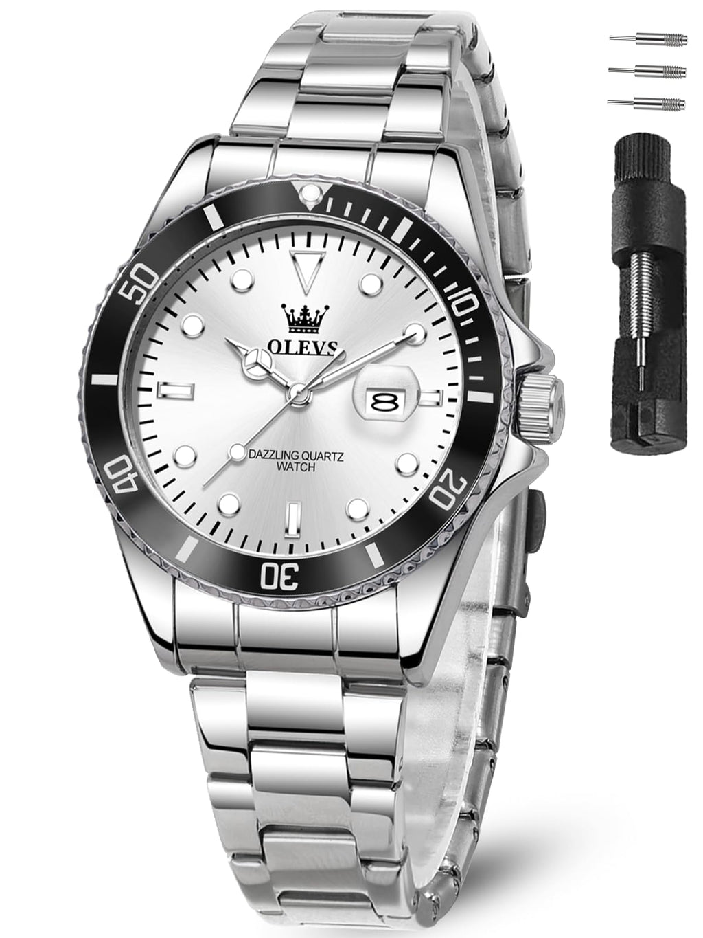 OLEVS Watch Women Silver Watches for Women Luxury for Small Wrists Dress Stainless Steel Women's Wrist Watches Easy to Read Reloj para Mujer Black/Blue/Gold/Green/Pink/Purple