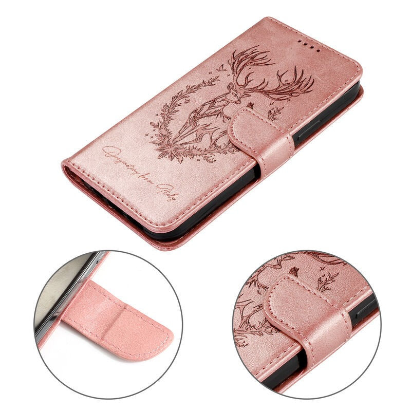 Deer-Print Leather Phone Case