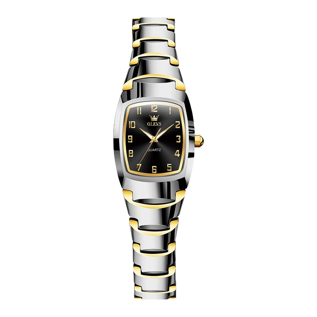OLEVS Watch Women Luxury Classic Stainless Steel Small Wrist Dress Watches for Women Waterproof Analog Day Date Dainty Fashion Dress Female Watch-(Black/Rose Gold/Gold Face)