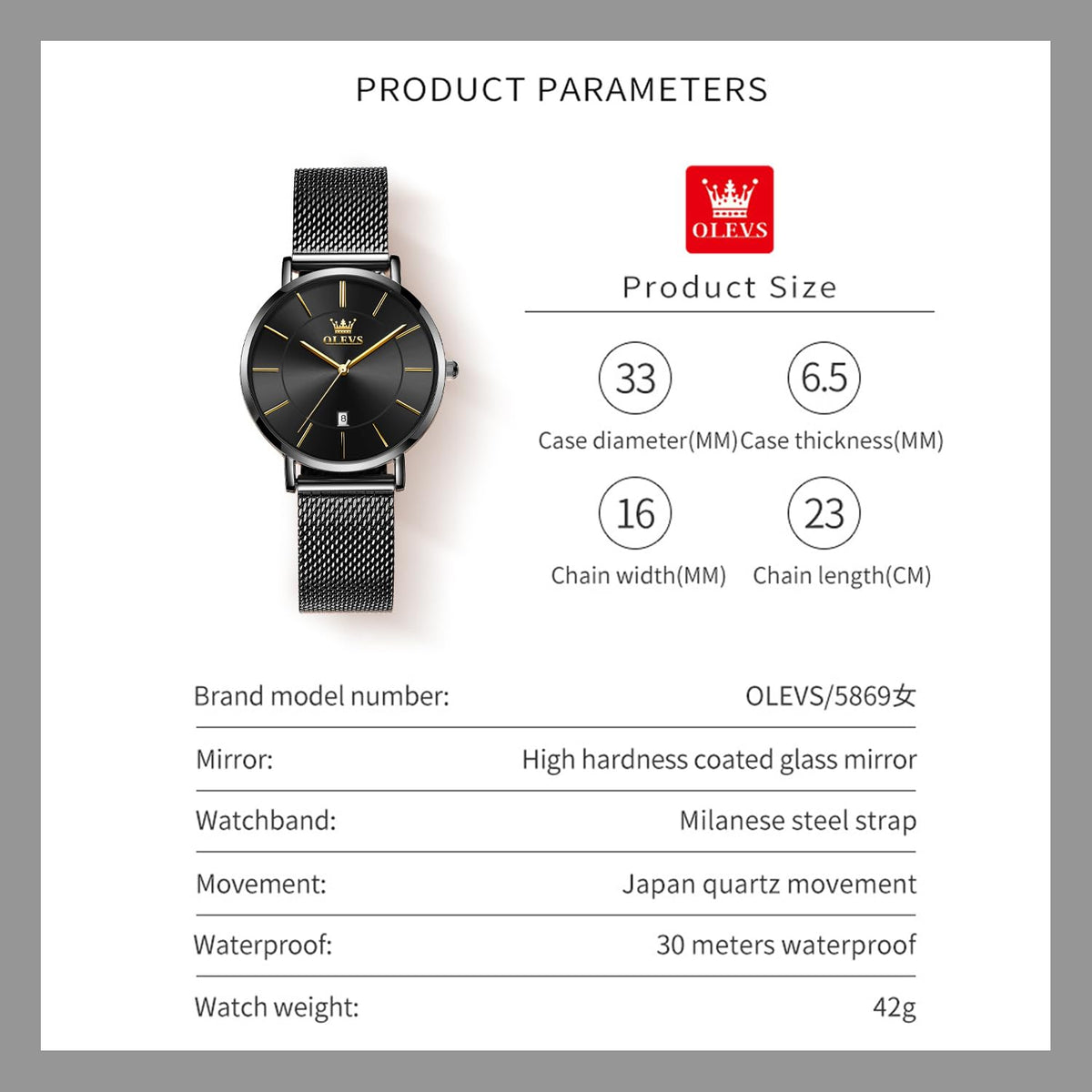 OLEVS Women's Watch Luxury Dress Rose Gold Women Slim Thin Lightweight Watch Stainless Steel Mesh Watches Fashion Waterproof Ladies Wrist Watch Black White Blue Face,Adjustable Bracelet