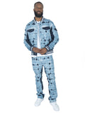 Positano Ripped Overlay Denim Set - Blue Big & Tall