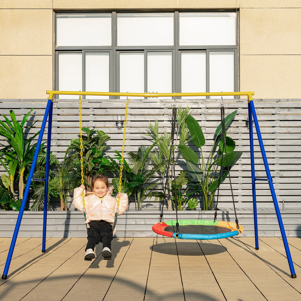 660 LBS Extra-Large A-Shaped Swing Stand with Anti-Slip Footpads (Without Seat)-Yellow