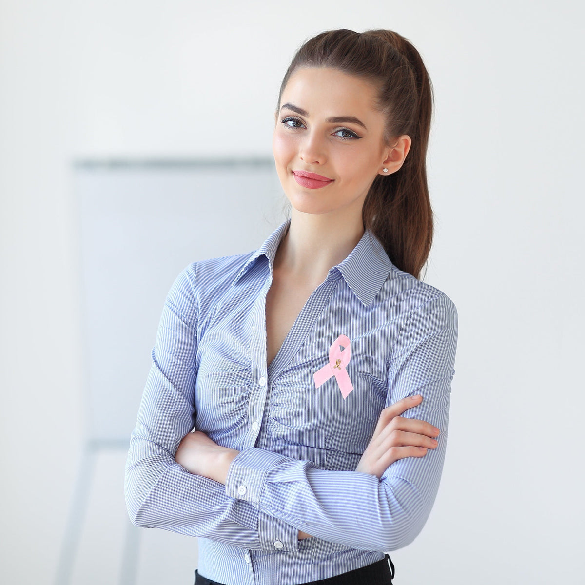 1/25/100/500 Pack Satin Pink Ribbon Breast Cancer Pins