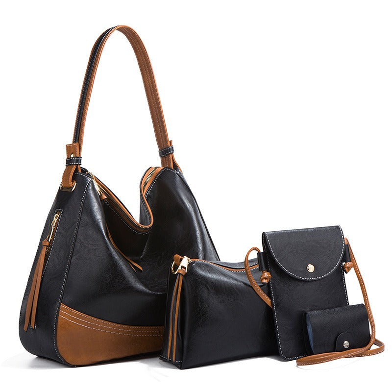 Large Capacity 4-Piece Soft Shoulder Bag Set
