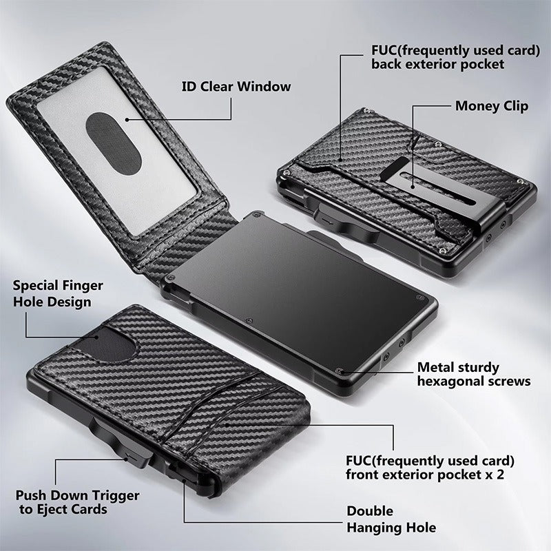 Men's Metal Magnetic Flip Card Holder Wallet