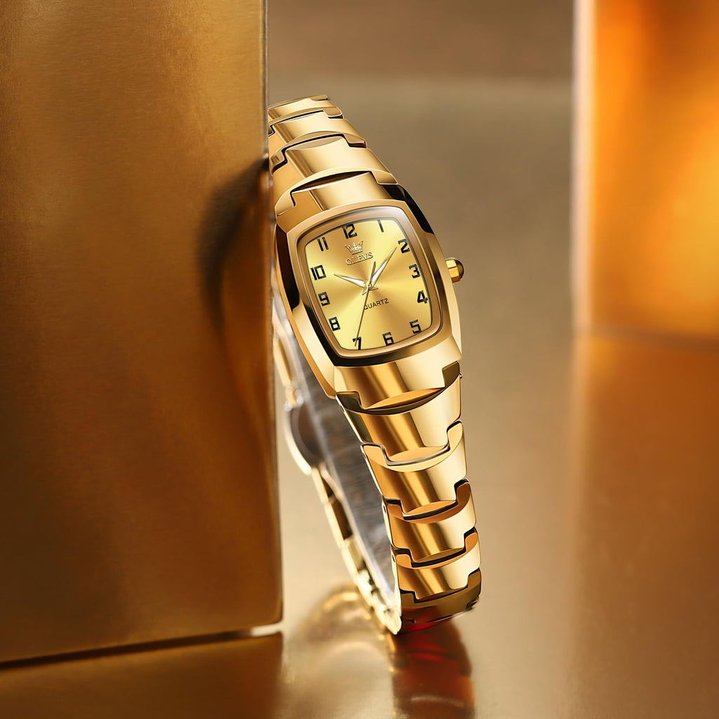 OLEVS Watch Women Luxury Classic Stainless Steel Small Wrist Dress Watches for Women Waterproof Analog Day Date Dainty Fashion Dress Female Watch-(Black/Rose Gold/Gold Face)