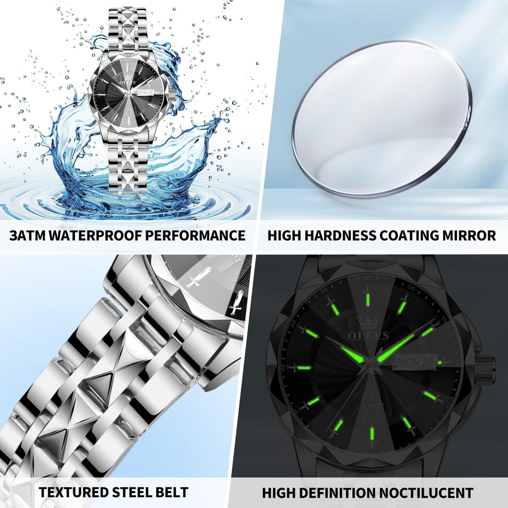 OLEVS Women's Luxury Elegant Watch, Fashion Waterproof Ladies Dress Watch, Stainless Steel Gold Silver Watches for Women, Small Wrist with Day Date, Ideal for Gift Daily Wear