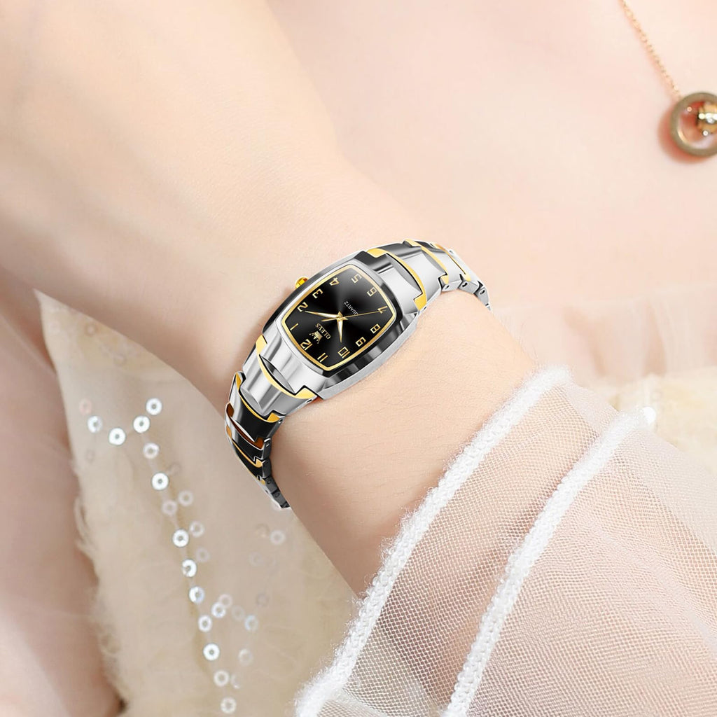 OLEVS Watch Women Luxury Classic Stainless Steel Small Wrist Dress Watches for Women Waterproof Analog Day Date Dainty Fashion Dress Female Watch-(Black/Rose Gold/Gold Face)