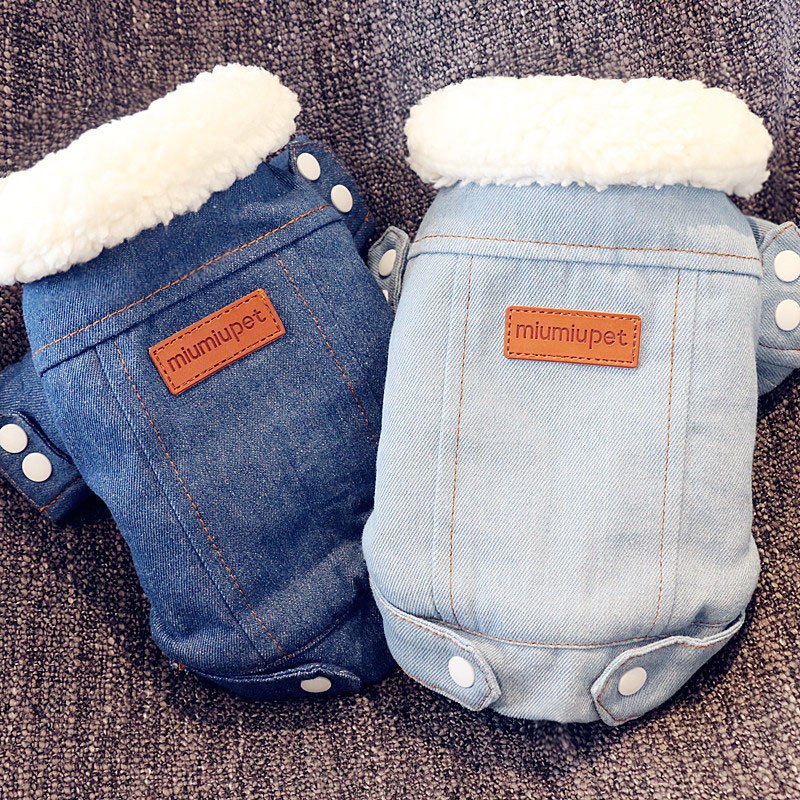 Thick Warm Cotton Jacket, Denim Pet Clothes