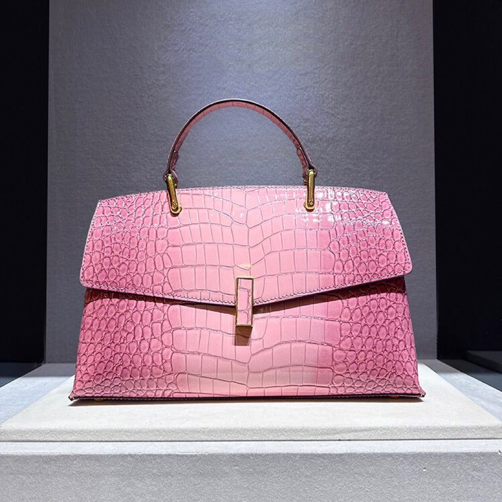 Crocodile Pattern Leather Crossbody Handbag