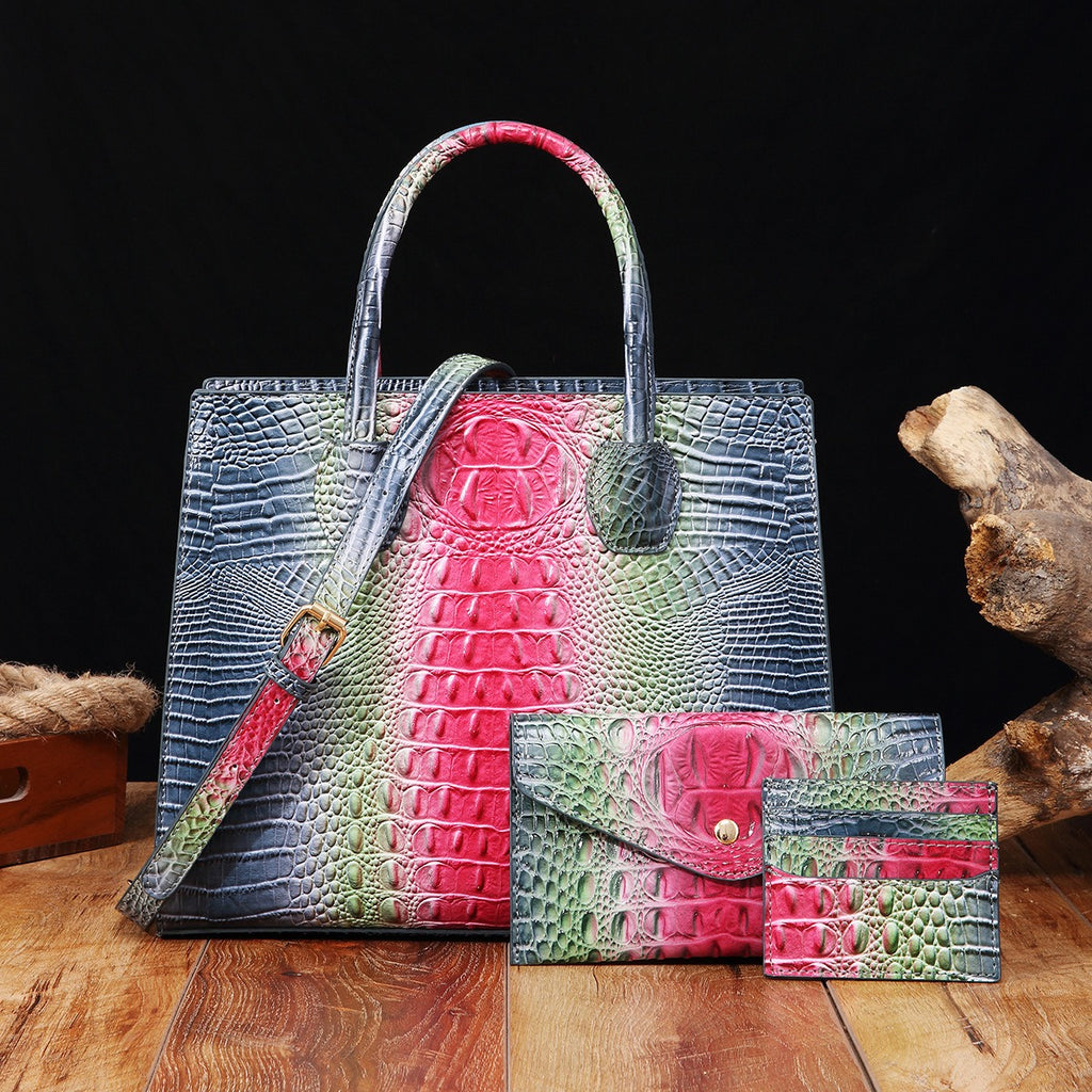 Crocodile Grain Design Tote Handbag