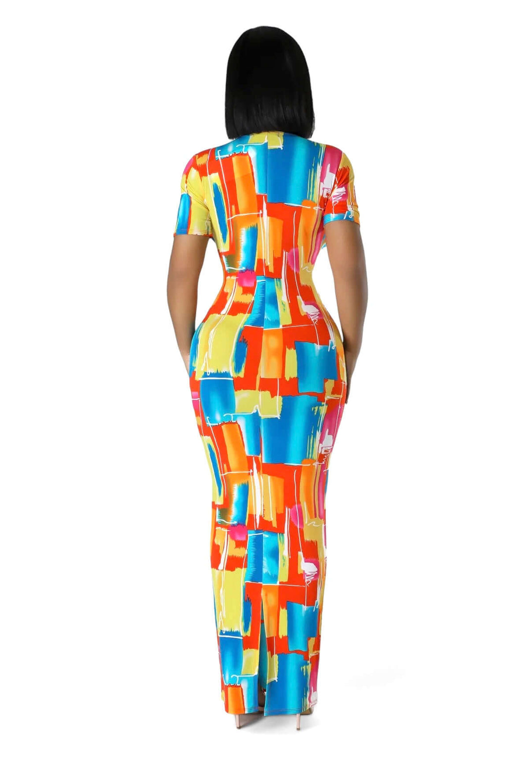 Multi Color V-Neck Maxi Dress