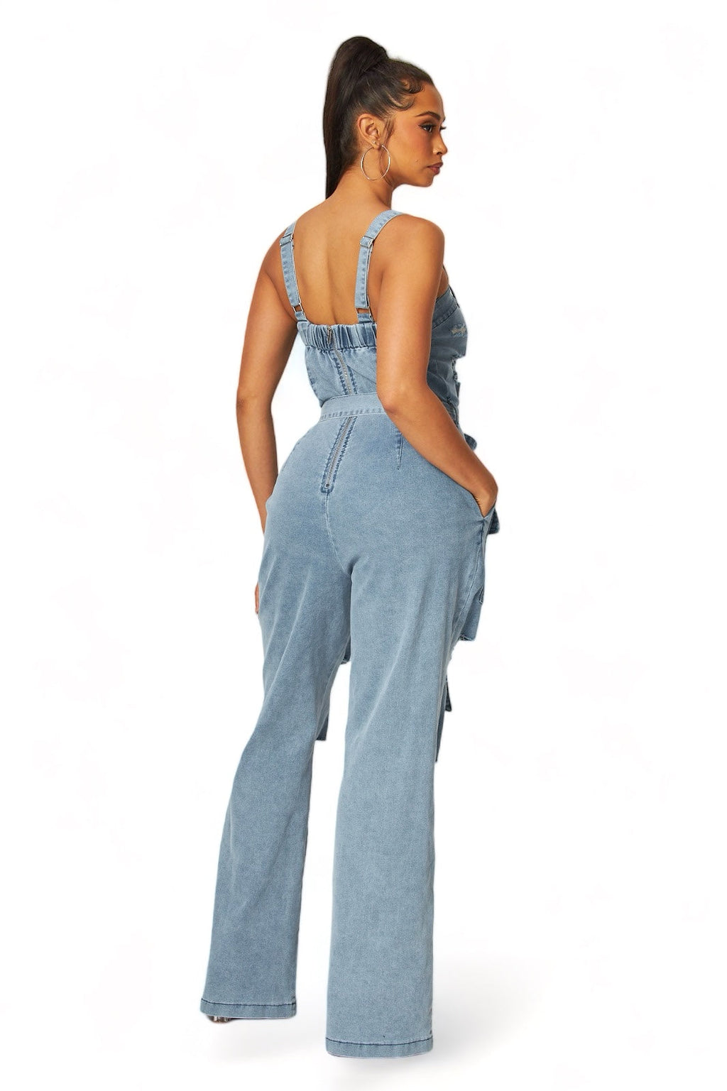 Denim Cargo Pocket  Jumpsuit {HAS GREAT STRETCH}