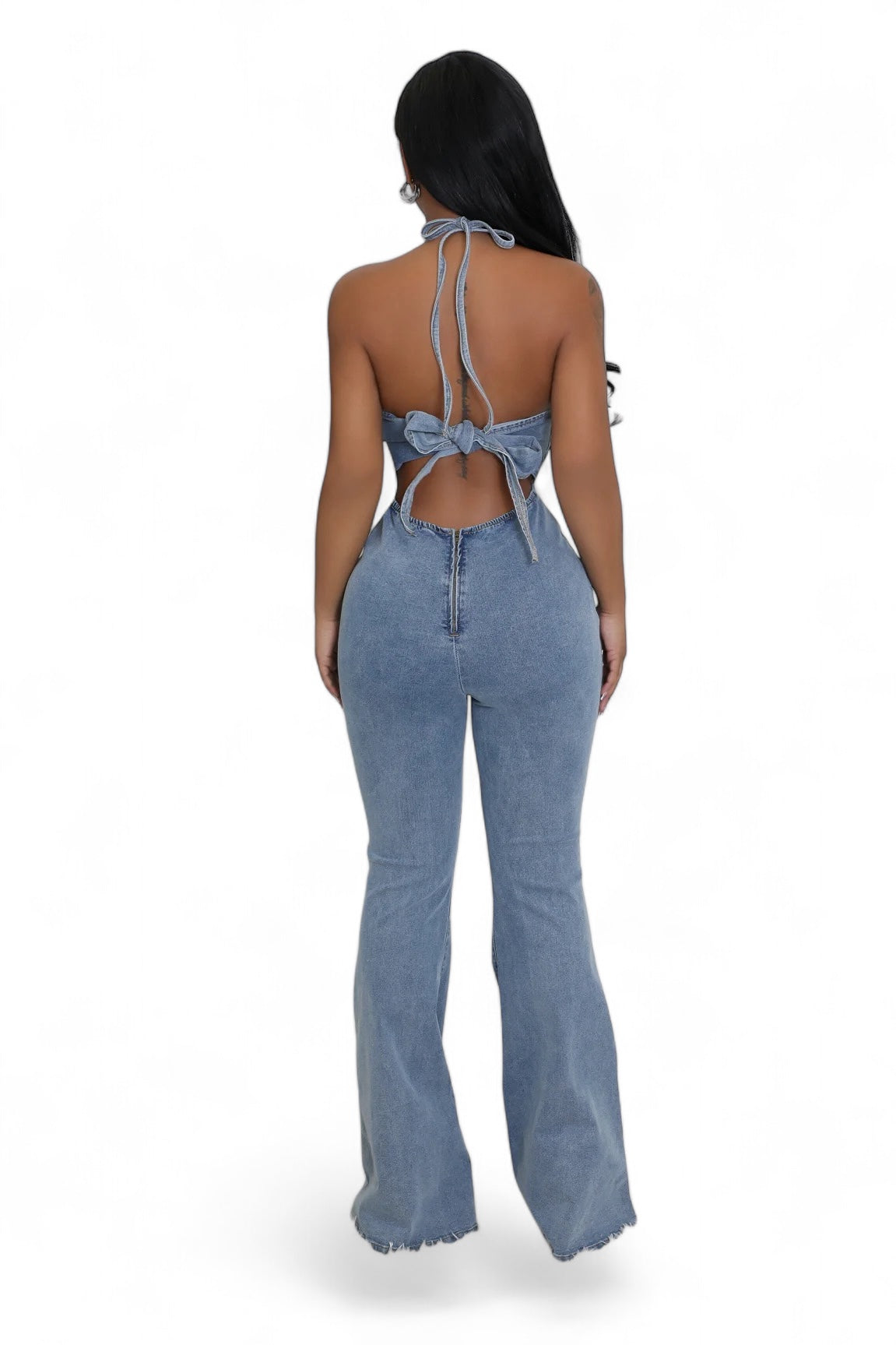 Denim Jean Halter Jumpsuit