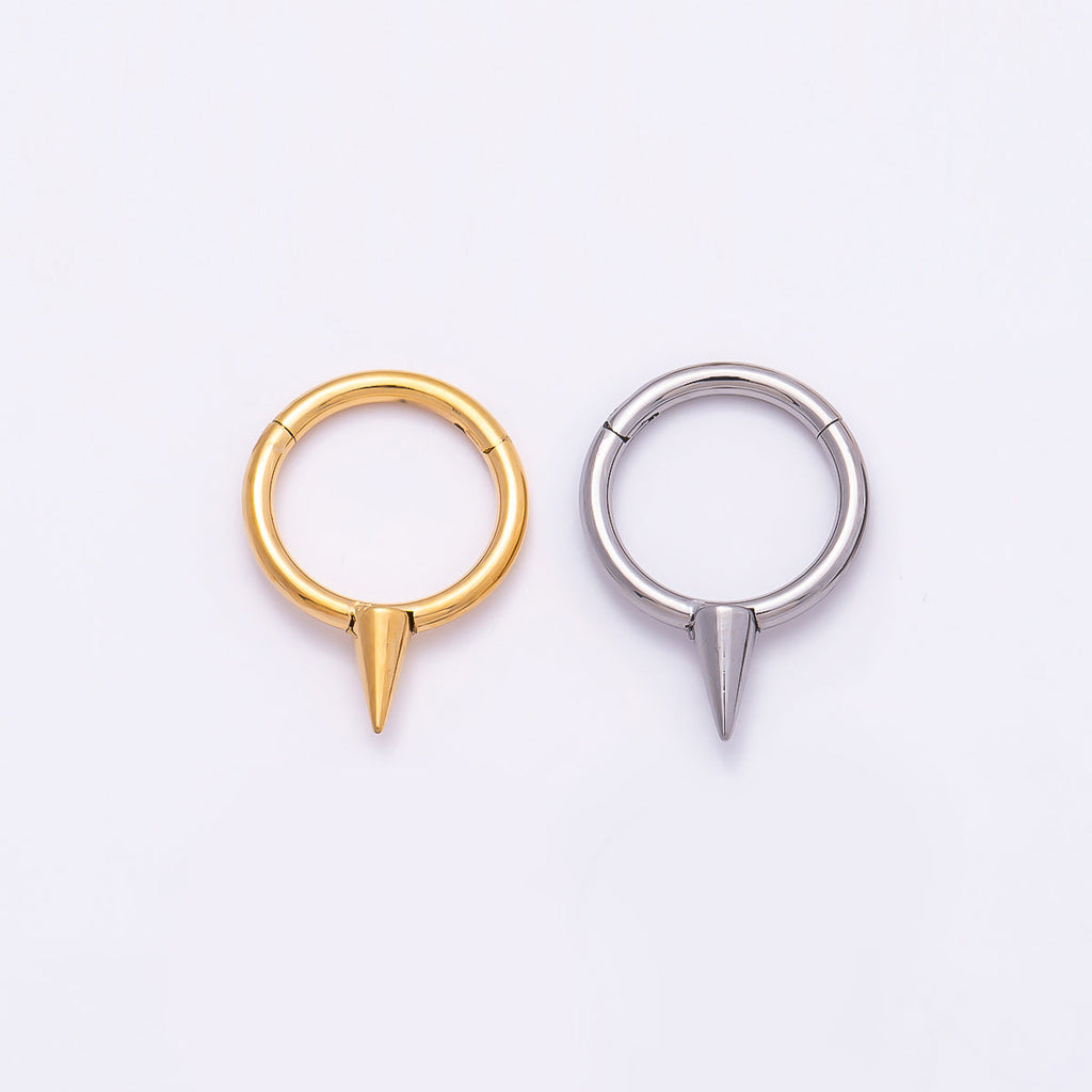 Titanium 14mm Spiked Minimalist Single Septum Cartilage Piercing Clicker in Gold & Silver | BJ-00116 BJ-00117