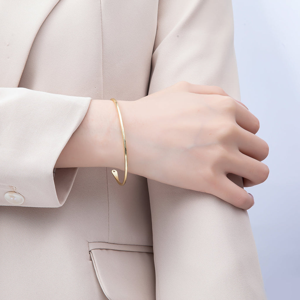 16K Gold Filled 2mm Minimalist Tube Half Cuff Bracelet Finding for Bangle Supply | WA-04458