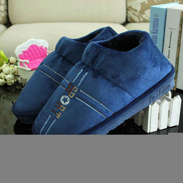 Winter Men's Extra Large Cotton Slippers for Home Use