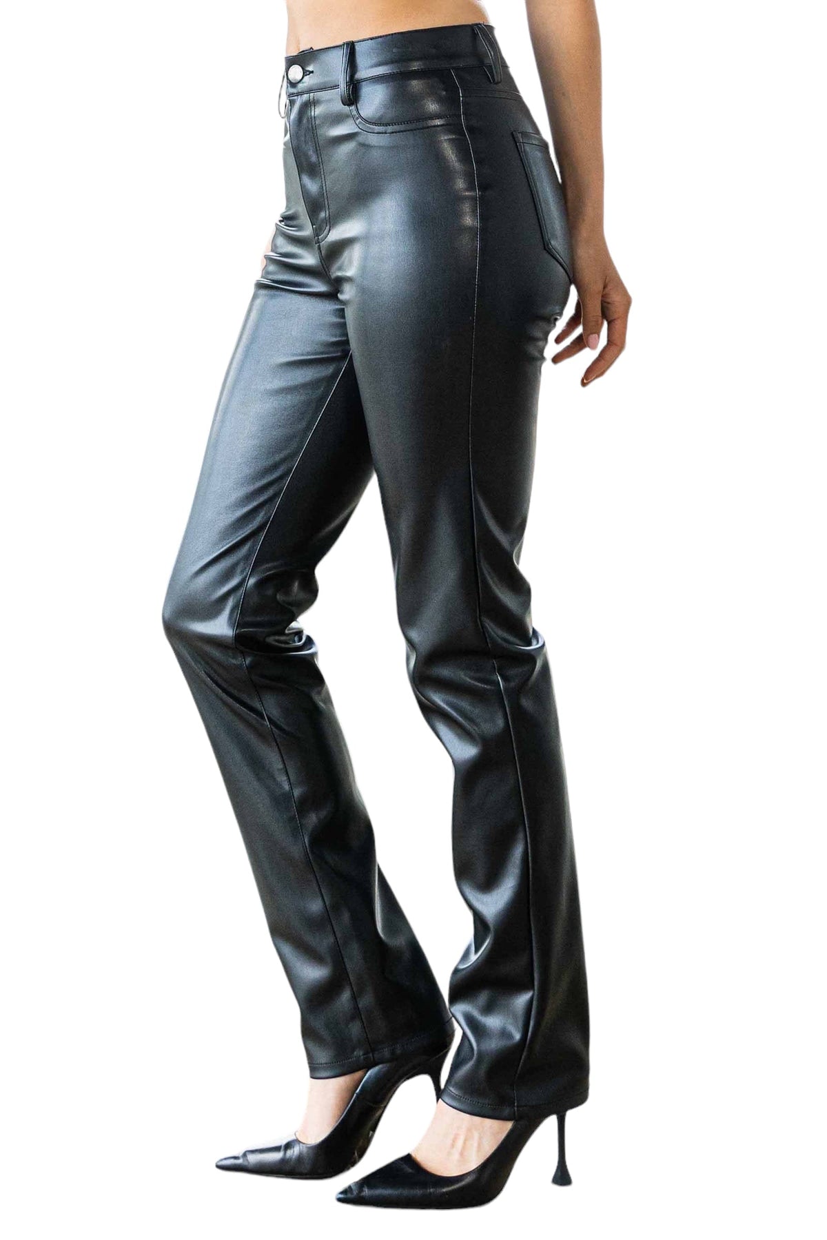 Vegan Leather Straight Leg Pants