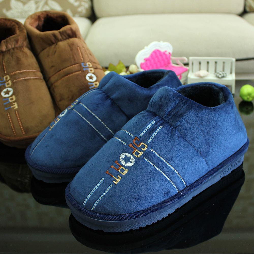 Winter Men's Extra Large Cotton Slippers for Home Use