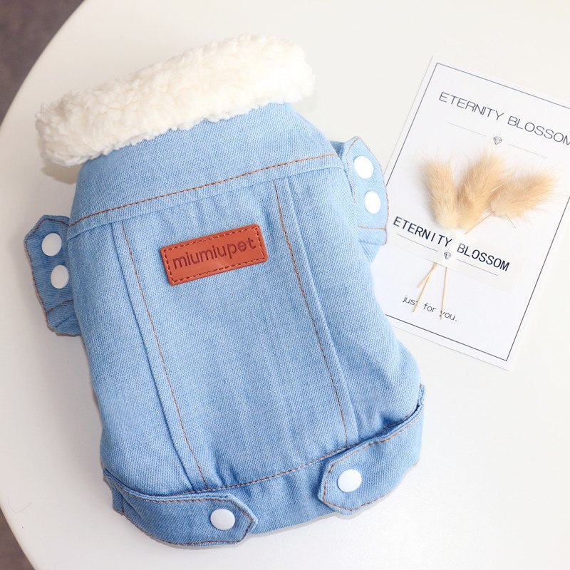 Thick Warm Cotton Jacket, Denim Pet Clothes
