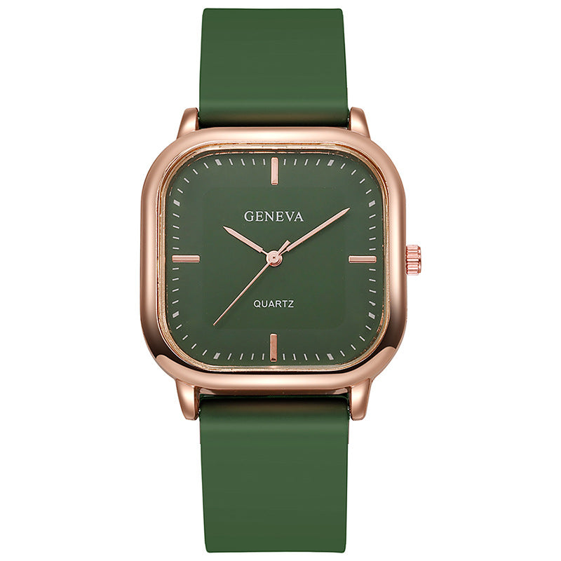 Women's Silicone Strap Fashionable Rose Gold Watch