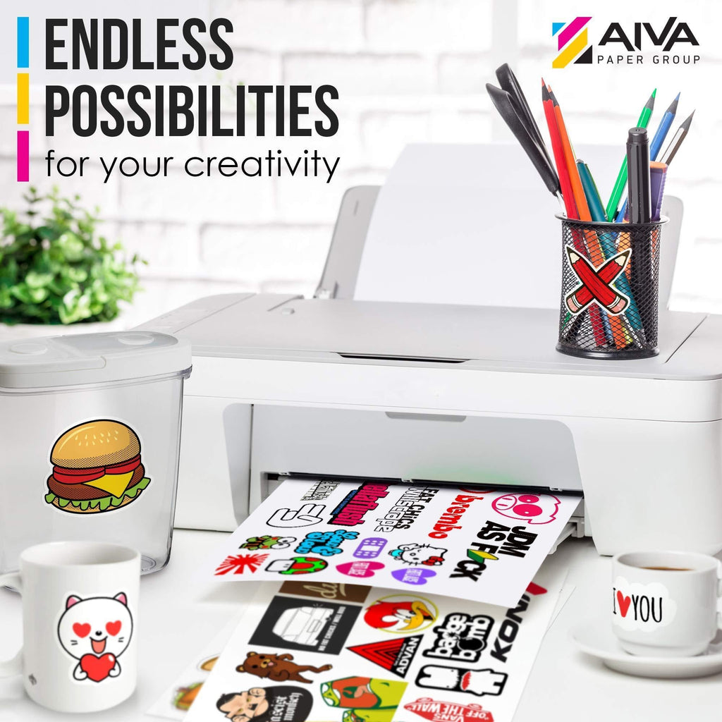 Printable Vinyl Sticker Paper for Inkjet Printer Matte White 15 pcs Letter Size