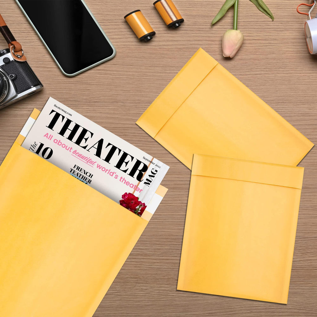 Gold Kraft Bubble Mailer Envelopes 8.5 x 13 Inch 25 Pack Mail Padded Envelopes Self Seal Kraft Bubble Mailers Tear Resistant Mailing Envelope Padded. Sturdy Paper Mailer
