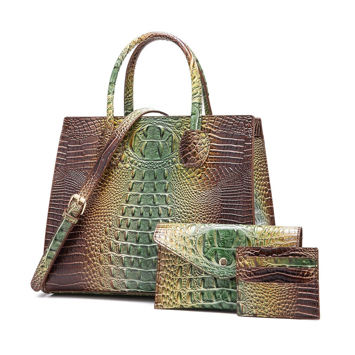 Crocodile Grain Design Tote Handbag