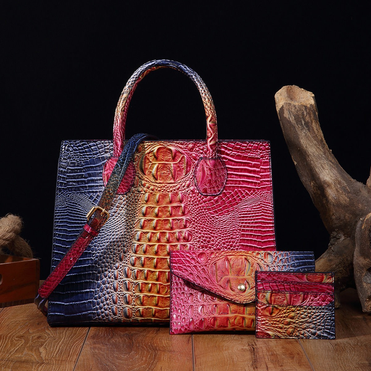 Crocodile Grain Design Tote Handbag