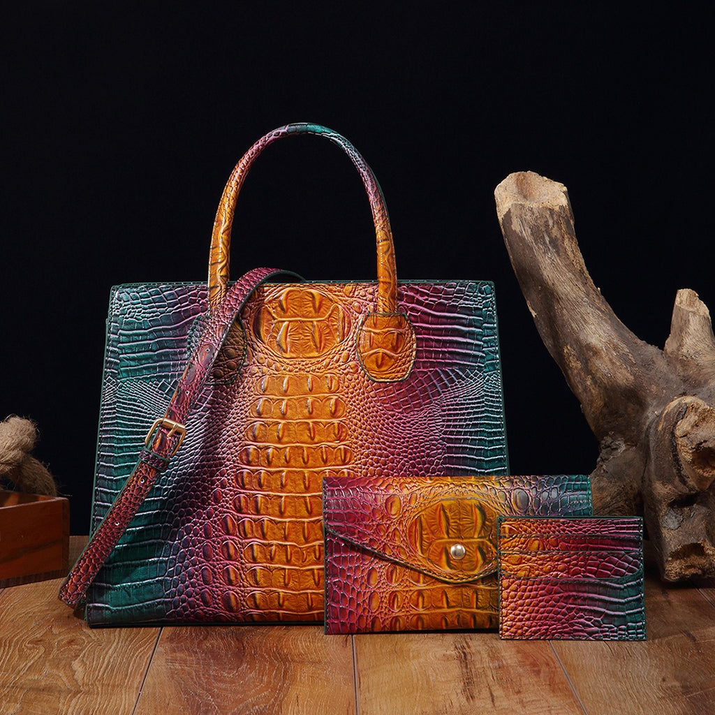 Crocodile Grain Design Tote Handbag