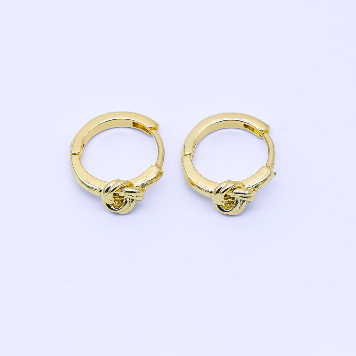 24K Gold Filled 12.5mm Geometric Knot Cartilage Huggie Earrings in Gold & Silver | AB1658 AB1659