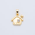 16K Gold Filled 17.5mm Clear CZ Square House Home Pendant | AH808