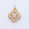 18K Gold Filled 17mm Clear Baguette CZ Clover Flower Open Charm | AK181