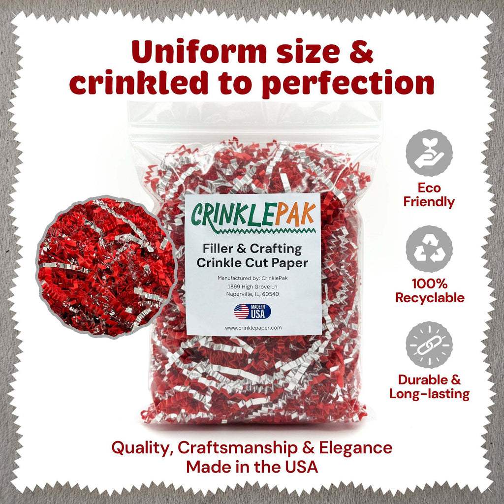 10lb Red & Silver Metallic Crinkle Paper