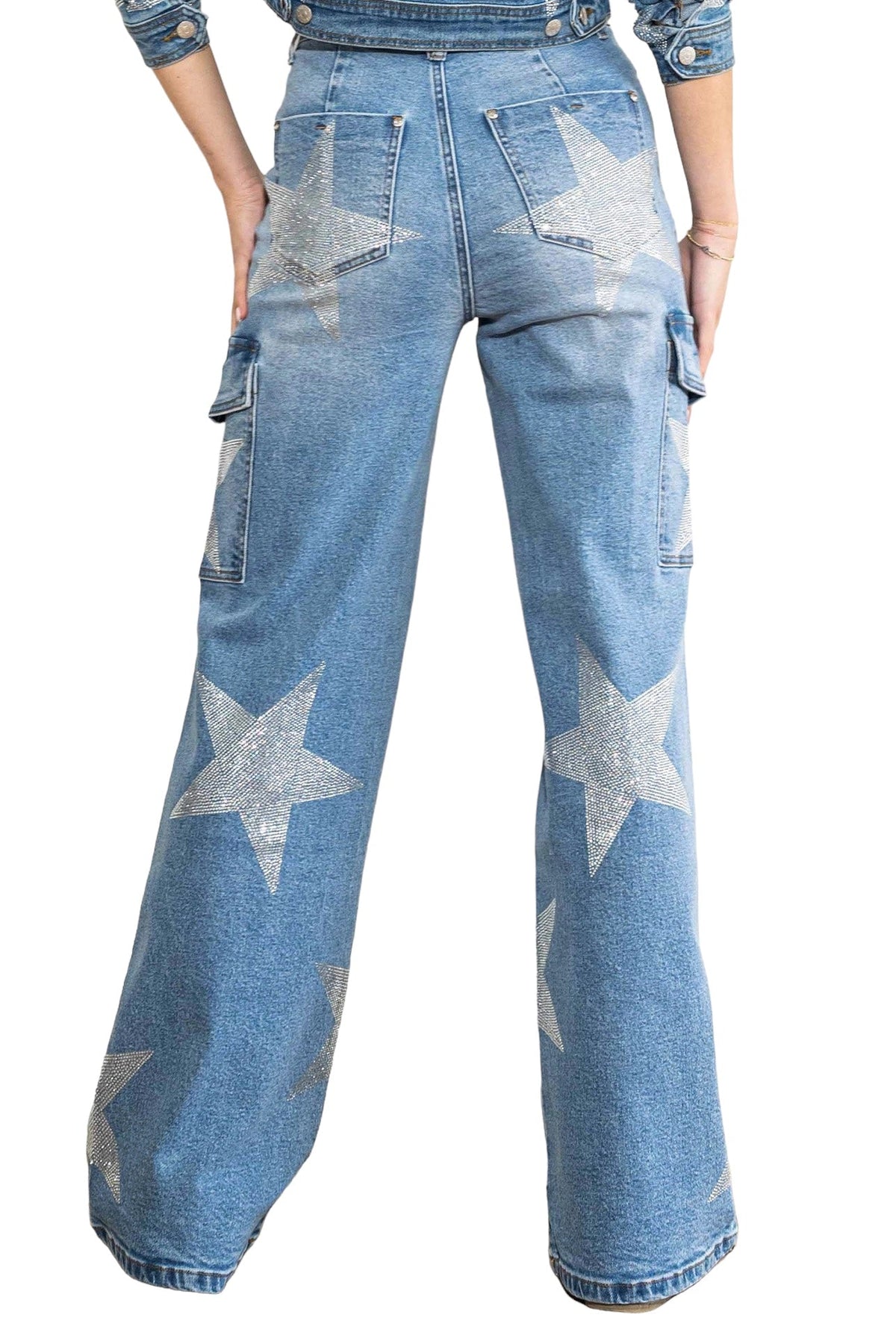 Stars Born Rhinestone Cargo Jeans