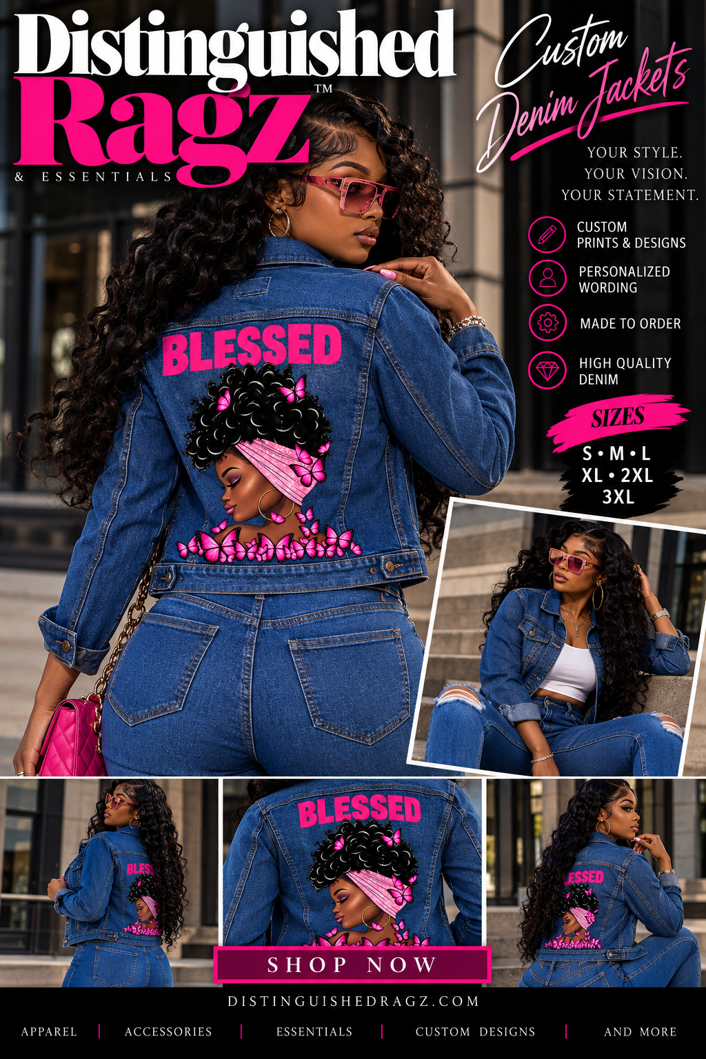 Distinguished Ragz "Blessed" Denim Classic-Cut Jacket