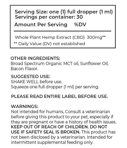 Cookies - CBD Pet Tincture 30ml 300mg - Bacon for Dogs