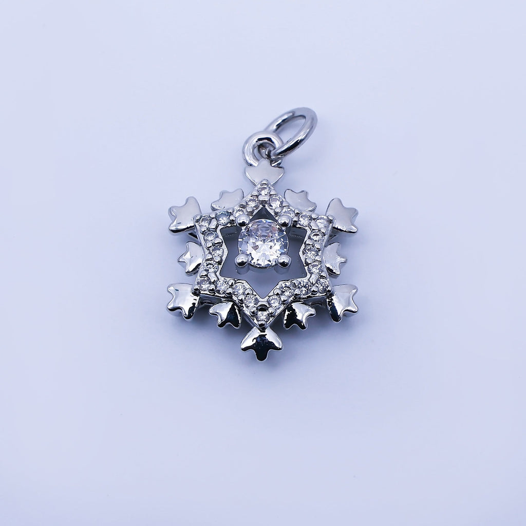 24K Gold Filled 18mm Clear CZ Celestial Star Charm in Gold & Silver | C941