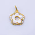 24K Gold Filled 17mm Open Shell Pearl Micro Paved CZ Flower Charm | C972