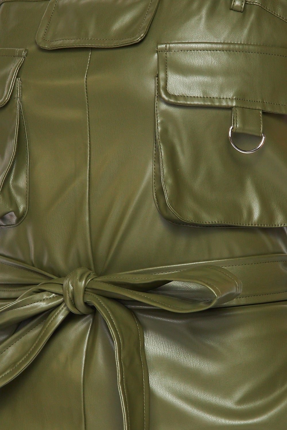 Vegan Leather Cargo Pocket Jogger Jumpsuit
