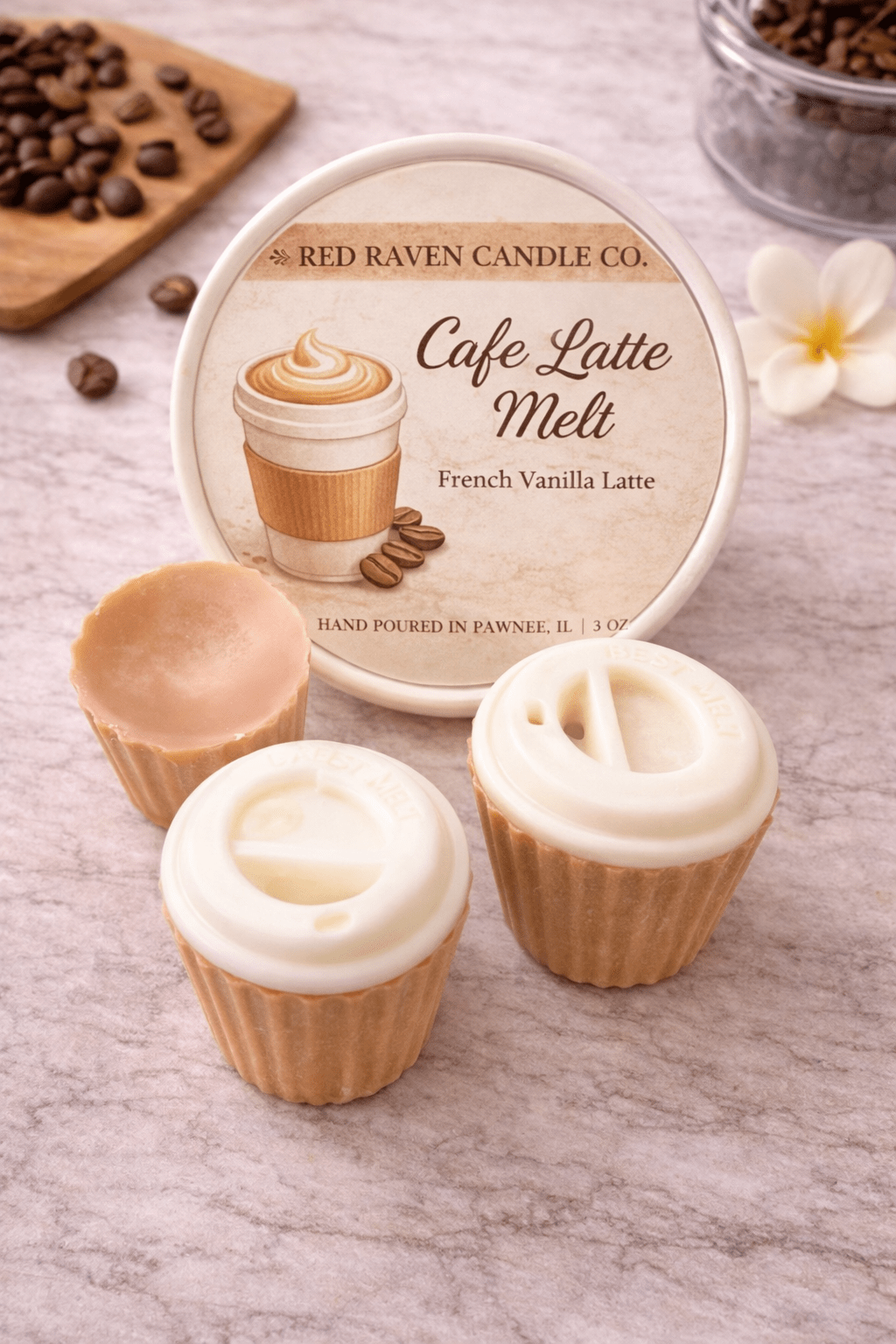 French Vanilla Latte Mini Coffee Cup Wax Melts – 3 Pack (3oz Total)