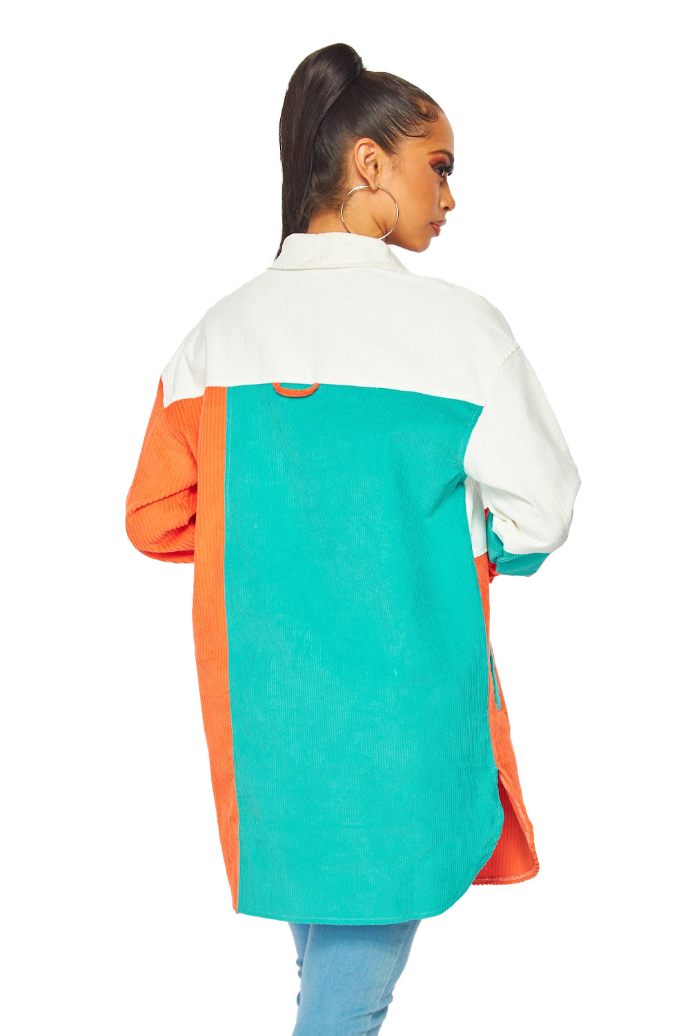 Color Block Shacket - Orange