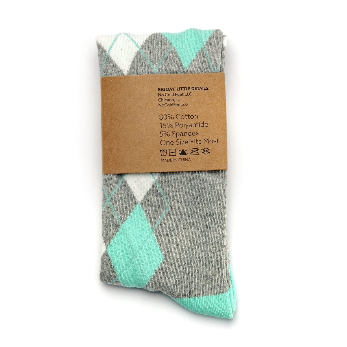 Mint and Grey Argyle Socks